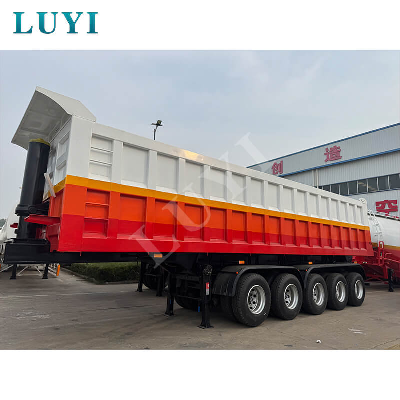 Semirremolque volquete basculante trasero de cinco ejes Luyi exportado a Ghana y reconocido equipo pesado profesional