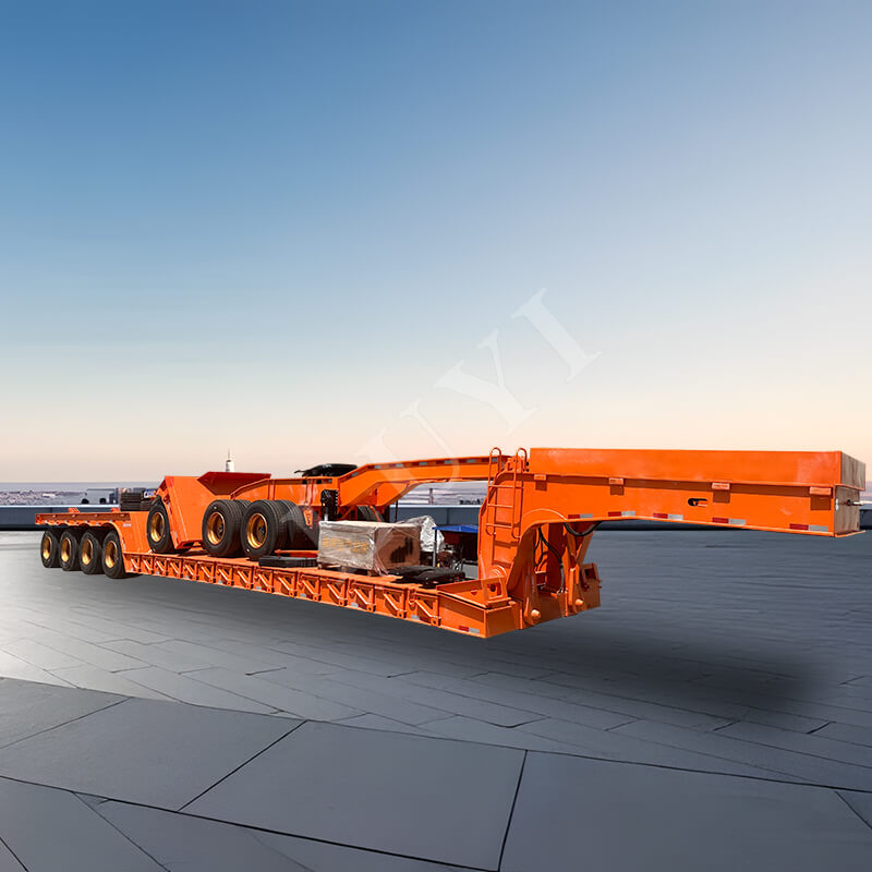 Semirremolque de plataforma baja con cuello de cisne desmontable de 4 ejes y 80 toneladas