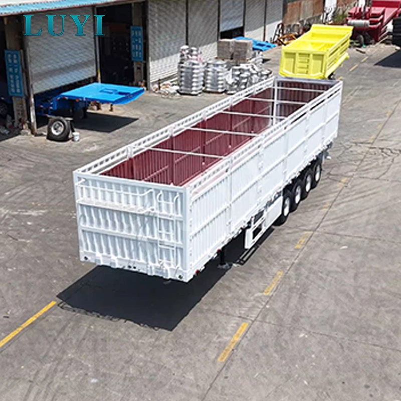 Semirremolque con cerca alta de 4 ejes y 80 toneladas para transporte de contenedores y carga a granel