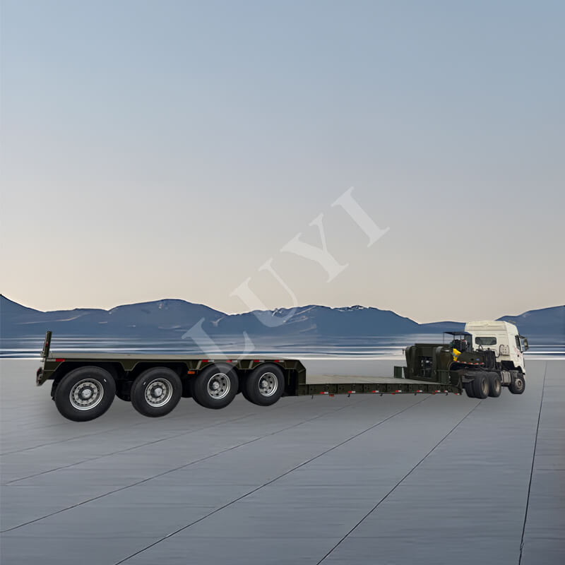 Remolque de camión de plataforma baja de 150 toneladas con cuello de cisne desmontable de 4 ejes