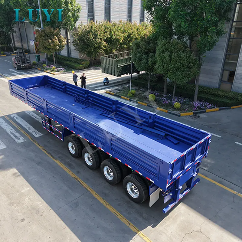 Semirremolque de pared lateral de 4 ejes para transporte de contenedores y carga a granel