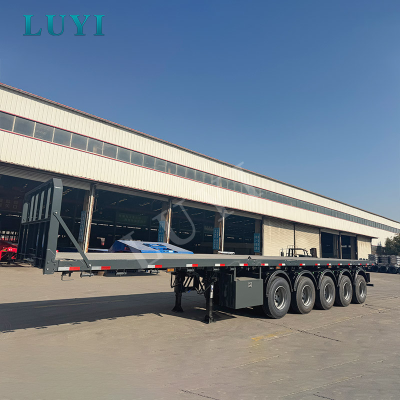 Semirremolque de plataforma plana de cama plana con remolque de contenedor de 5 árboles 20 pies 40 pies