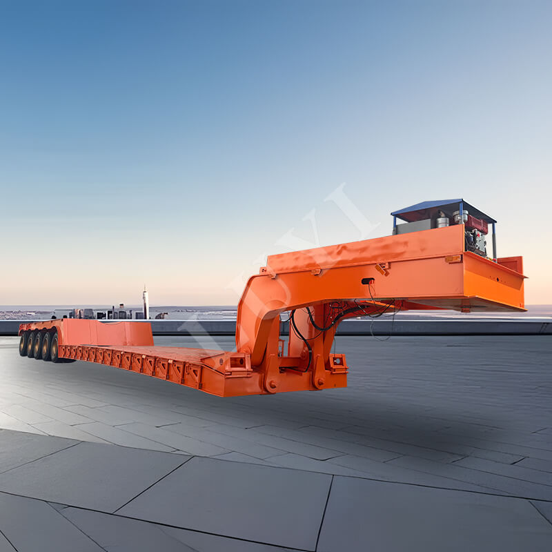 Semirremolque lowboy con cuello de cisne desmontable de 5 ejes