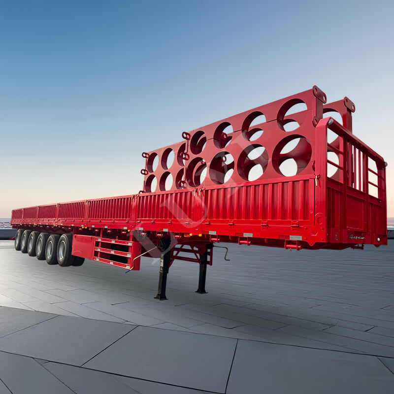 Semirremolque de pared lateral de 40 pies, 6 ejes, 15,5 metros, 80-100 toneladas,
