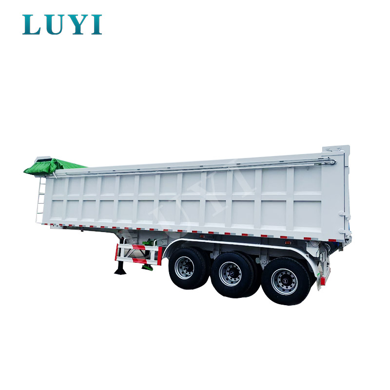 Semirremolque volquete basculante trasero de 3 ejes blanco